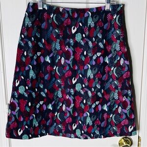 Vibrant A-Line Corduroy Skirt with Leaf Pattern